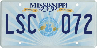 MS license plate LSC072