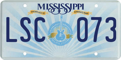 MS license plate LSC073