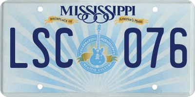 MS license plate LSC076