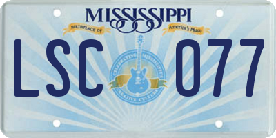 MS license plate LSC077
