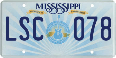 MS license plate LSC078