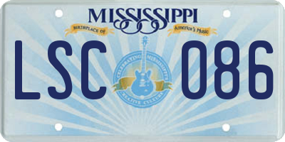 MS license plate LSC086