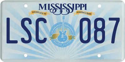 MS license plate LSC087