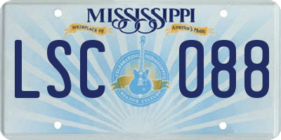 MS license plate LSC088