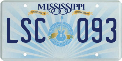 MS license plate LSC093