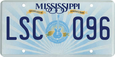 MS license plate LSC096