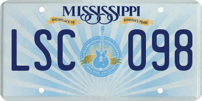 MS license plate LSC098