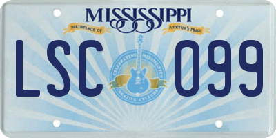 MS license plate LSC099