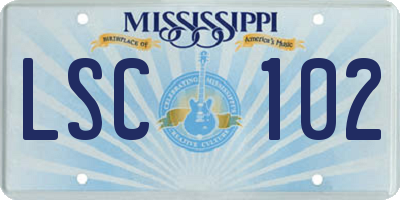 MS license plate LSC102