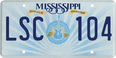 MS license plate LSC104