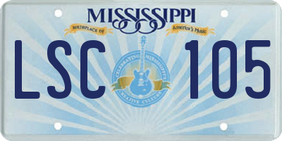 MS license plate LSC105