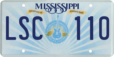 MS license plate LSC110