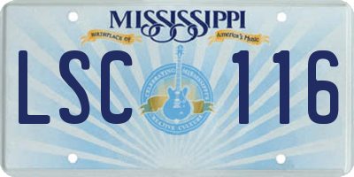 MS license plate LSC116