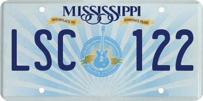 MS license plate LSC122