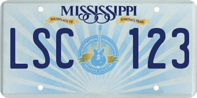 MS license plate LSC123