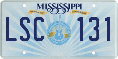 MS license plate LSC131