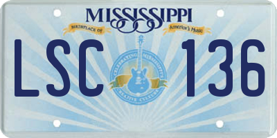 MS license plate LSC136