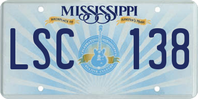 MS license plate LSC138
