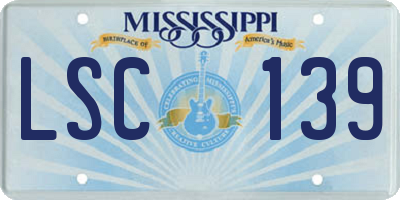 MS license plate LSC139
