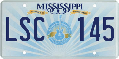MS license plate LSC145