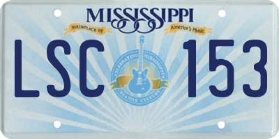 MS license plate LSC153