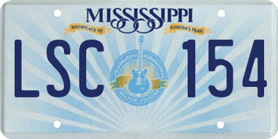 MS license plate LSC154