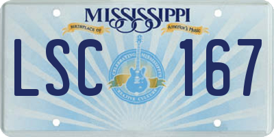 MS license plate LSC167