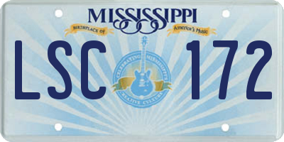 MS license plate LSC172