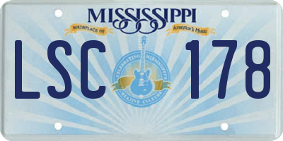 MS license plate LSC178