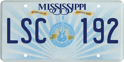 MS license plate LSC192