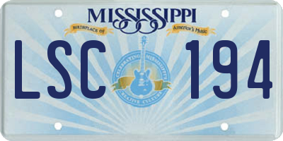 MS license plate LSC194