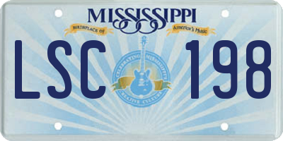 MS license plate LSC198
