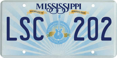 MS license plate LSC202