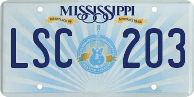 MS license plate LSC203
