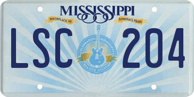 MS license plate LSC204