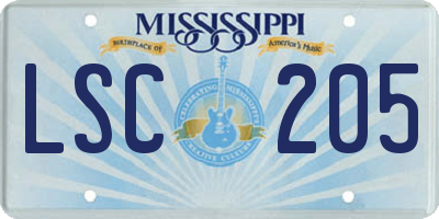 MS license plate LSC205