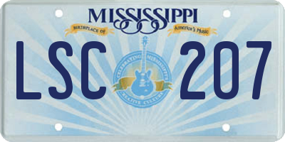 MS license plate LSC207