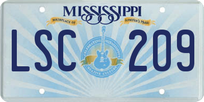 MS license plate LSC209