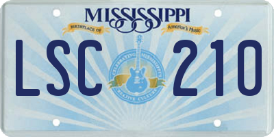MS license plate LSC210