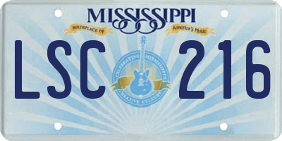 MS license plate LSC216