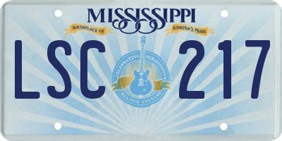 MS license plate LSC217