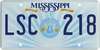 MS license plate LSC218