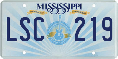MS license plate LSC219