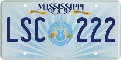 MS license plate LSC222