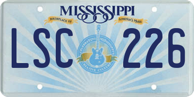 MS license plate LSC226