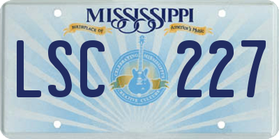MS license plate LSC227