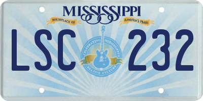 MS license plate LSC232