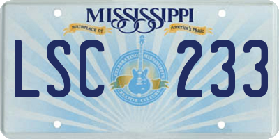 MS license plate LSC233