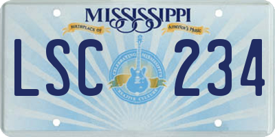 MS license plate LSC234