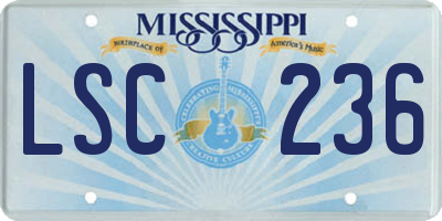 MS license plate LSC236
